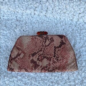 Vintage Banana Republic Red Python Snake Print Silk Clutch